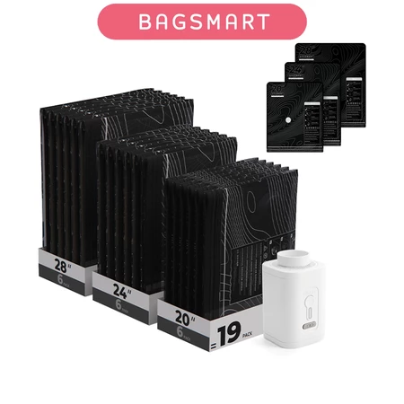 BAGSMART ถุงเก็บสูญญากาศสําหรับเดินทางพร้อมปั๊มลมแบบชาร์จไฟได้ 19 แพ็คแบบพกพา Space Saver กระเป๋าสําหรับเสื้อผ้าหน้าแรกผ้านวม