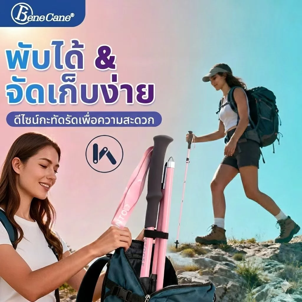ไม้เท้าเสาเดินป่าแบบพับได้ สำหรับนักปีนเขาและนักเดินทาง พกพาสะดวกสำหรับการเดินป่าและการท่องเที่ยว