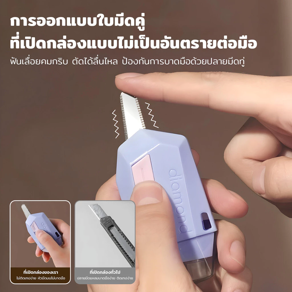 คัตเตอร์ มีดแม่เหล็กอเนกประสงค์แบบพกพาขนาดเล็ก สองหัว ที่เปิดกล่อง มีดห่อของ