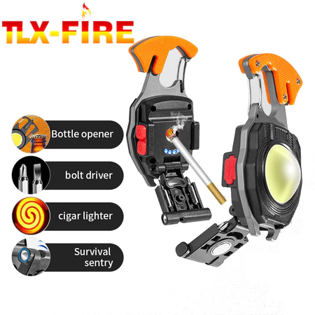 ไฟฉาย LED ไฟสปอร์ตไลท์พวงกุญแจพกพา ไว้ใช้ฉุกเฉิน อเนกประสงค์ ไฟ 3 สี แบบชาร์จ USB